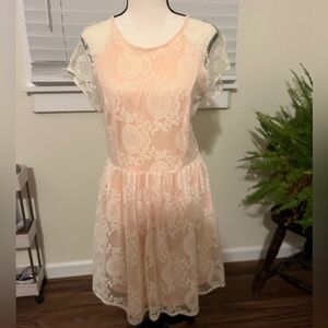 H&M Divided Lace Peach Mini Dress